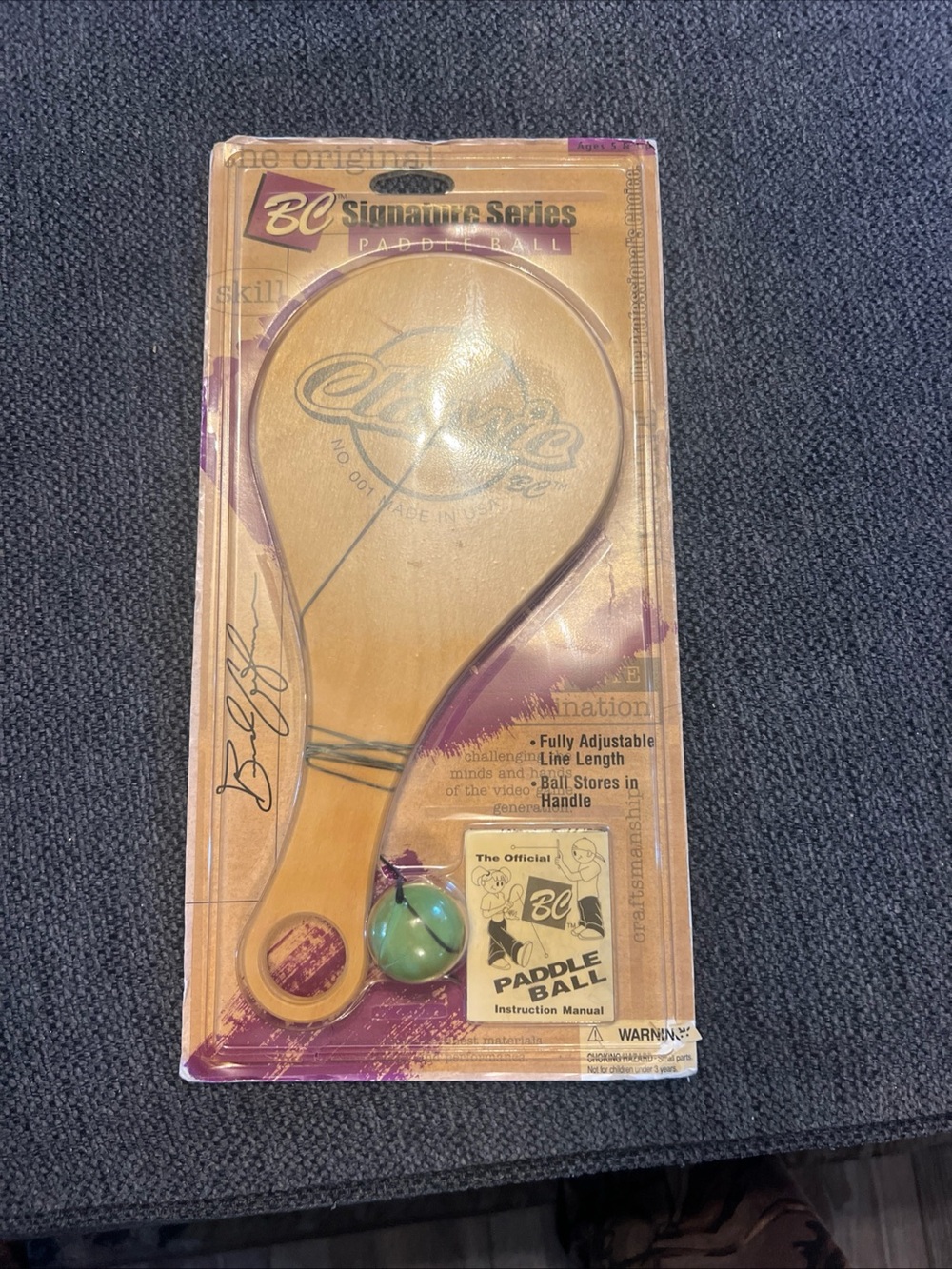 BC Classic Signature Series Paddle Ball - Tan Paddle with Green Ball